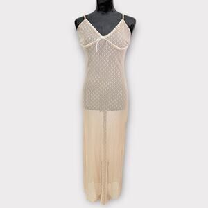 Sheer Floral Mesh Lace Maxi Slip Dress Lingerie Size S ? Stretch Coquette Fairy